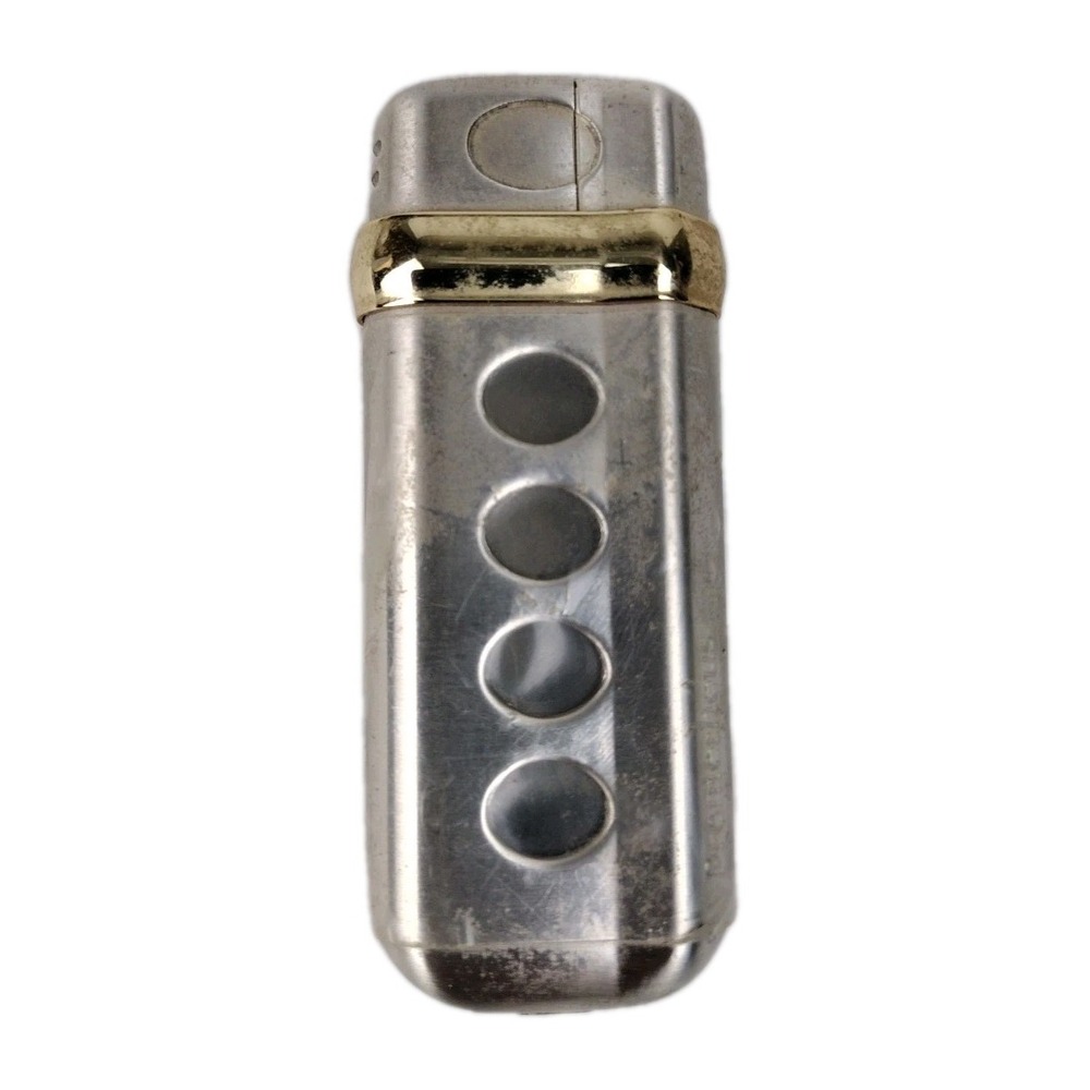 VTG Prometheus Lighter Silver W Gold Tone Adjustable Flame Butane Untested